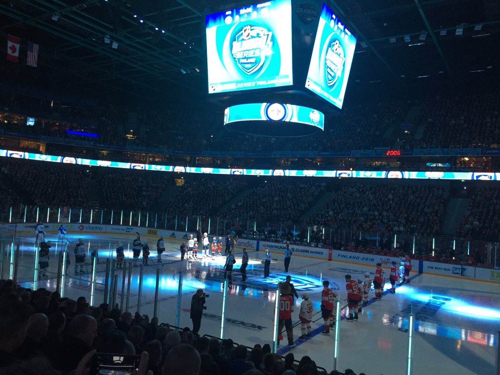 Let the game begin! #globalseries #Jets #Panthers <a href="/hartwallarena/">Hartwall Arena</a>. Thanks for hosting <a href="/SAPFinland/">SAP Finland</a>⭐️