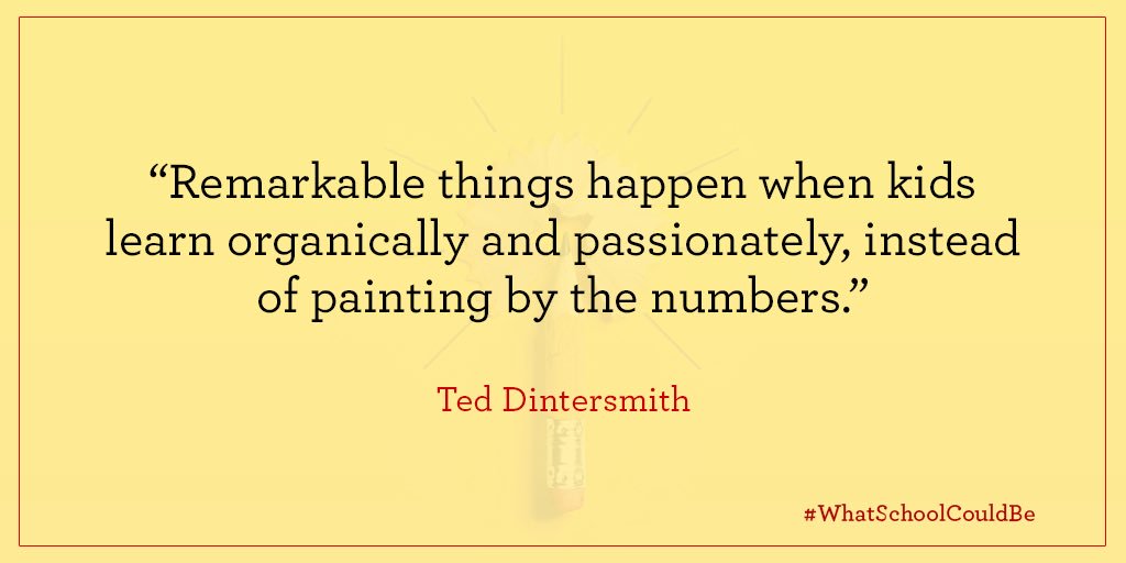 “Remarkable things happen when kids learn organically and passionately, instead of painting by the numbers.” - @dintersmith in #WhatSchoolCouldBe

Get your copy <a href="/amazon/">Amazon</a>: amzn.to/2Gdu8pL 

#NationalAuthorsDay