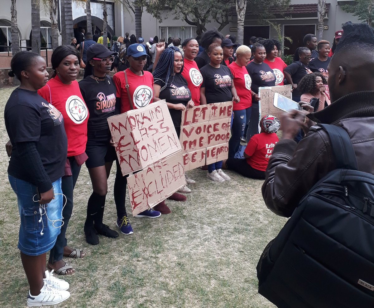 RSJCampaign's tweet photo. Simunye Women Workers Forum silent protest #GBVSummit @RapeCrisis @Shukumisa https://t.co/hQCiliz4Uv