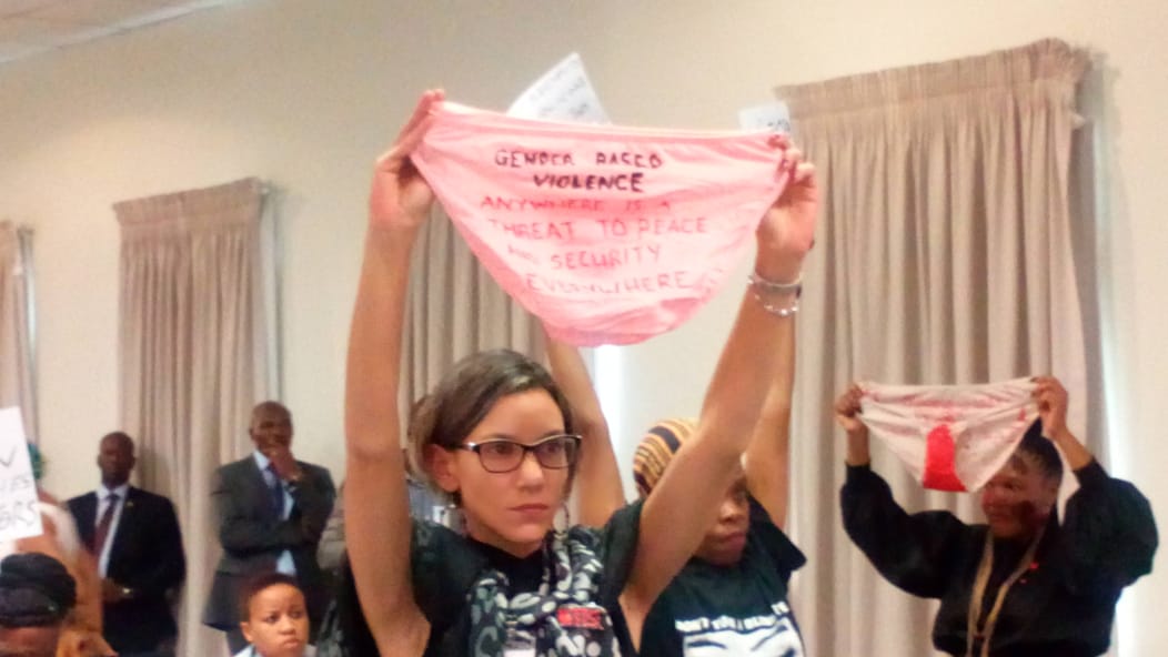 EUinSA's tweet photo. "Gender-based violence anywhere is a threat to peace and security  everywhere"  The #GBVsummit is an opportunity to talk, listen and find  solutions to reduce the #GBV rate in South Africa – the highest in the  world – to zero, said Pres. @CyrilRamaphosa today. https://t.co/6mutRzV1jd