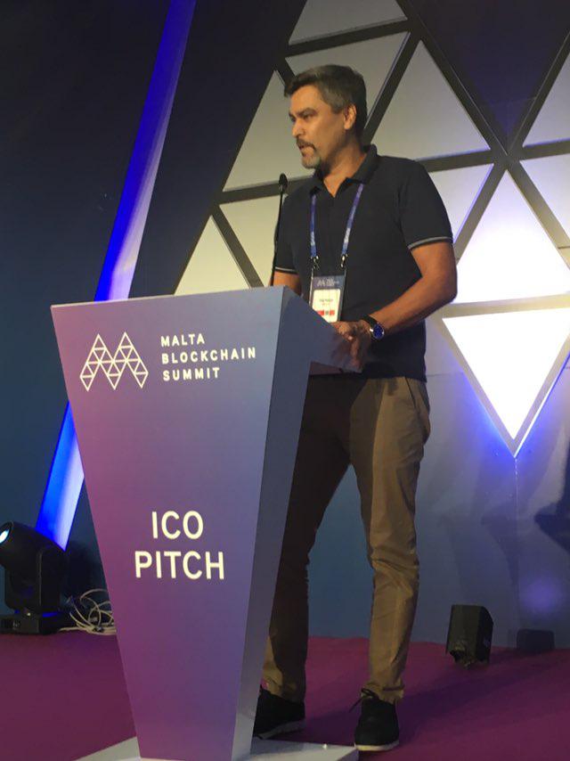 Gozo_io's tweet photo. Ziad pitching at the ICO Pitch competition at the #MaltaBlockchainSummit! #Malta #Blockchain #MBS18 #Gozo #Travel #LoyaltyPoints #TokenizeYourLoyaltyPoints https://t.co/QMNhJb4TSf