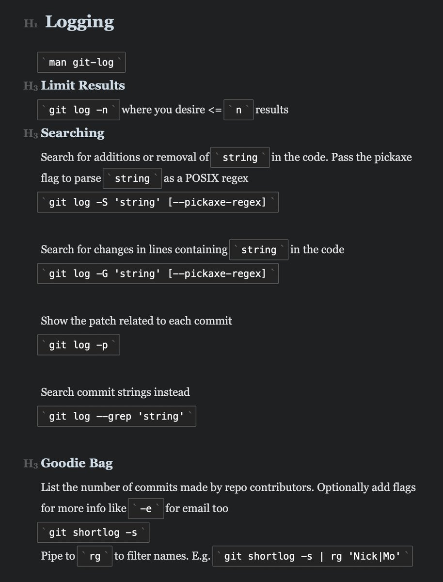 nickteissler's tweet image. I shared some git log tips with my @bignerdranch team yesterday. I&apos;ve found the need to use commands like these appeared as soon as I knew they existed. #git #commandlinetips