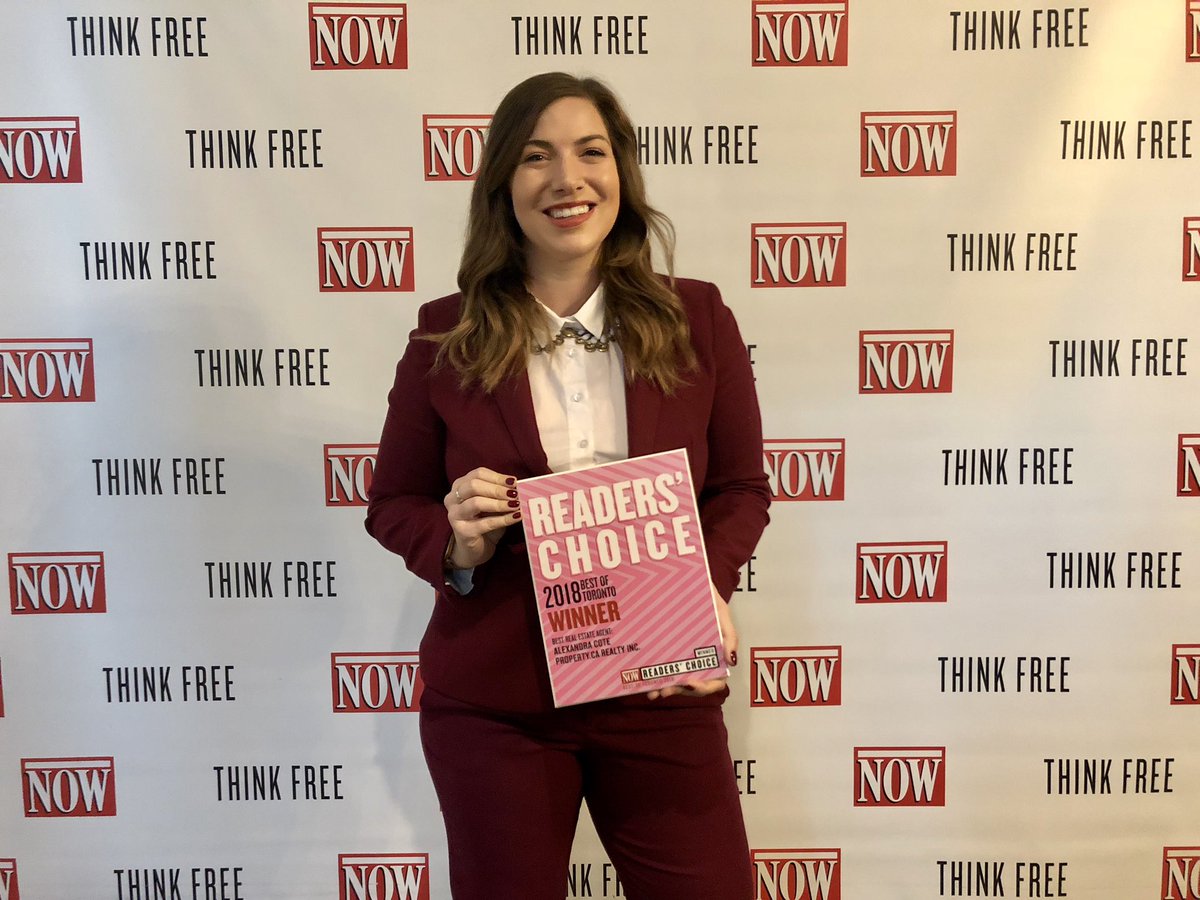 AlexandraCote's tweet photo. THANK YOU #TORONTO!!!! ❤️ Over 95,000 votes were cast this year in the @nowtoronto #nowreaderschoice awards and I am THRILLED to have won Best Real Estate Agent!!! Thank you for all your support, looking forward to another year of making realty dreams reality 🤩 #propertycoach https://t.co/onvuag6juU