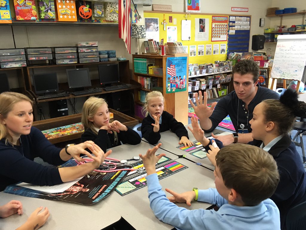 MCS3VT's tweet image. UVM medical students came to our classroom to teach us about bones and muscles.@MaterChristiSchool