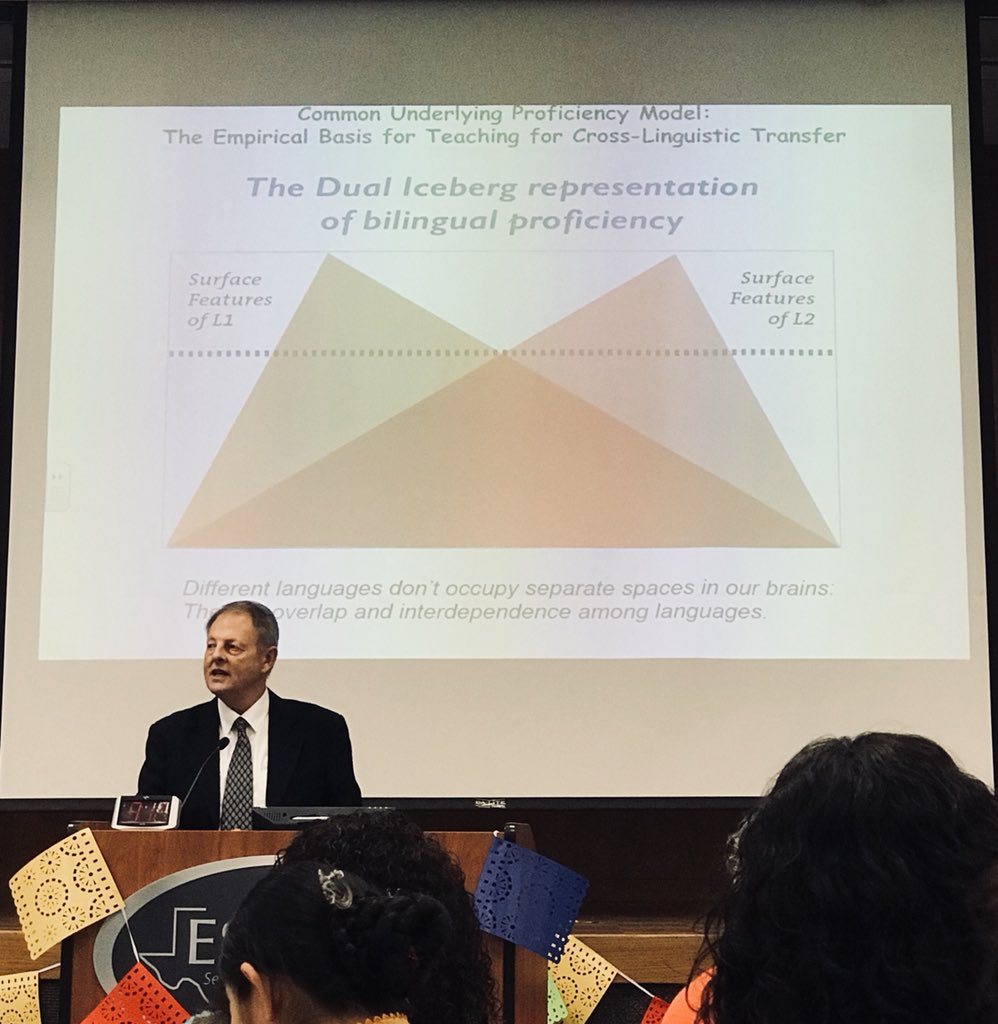 mscordovasclass's tweet photo. “Different languages don’t occupy separate spaces in our brains. They overlap and are interdependent among languages.” #ESC20WLC18 #duallanguage #theiceberg https://t.co/qFXtanke7R
