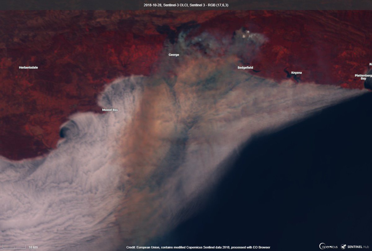 CopernicusEU's tweet photo. 1⃣ Short Wave #Sentinel2 InfraRed channels  image from 30 October
2⃣ Smoke plume as seen by #Sentinel3🇪🇺🛰️  on 28 October.
3⃣ Nitrogen dioxide (NO2) levels measured by #Sentinel5P on the same day https://t.co/czTZgGJ1Lo