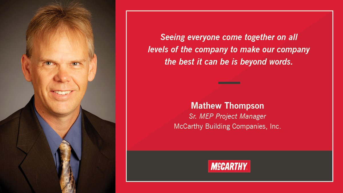 McCarthyBuild's tweet photo. “Every day I feel pride in being a McCarthy employee-owner.” Our partners like Mathew Thompson take great pride in what they do every day on the job. Not just because they work here, but because they own the company. #McCarthyOwner #WeOwnthePlace https://t.co/SlhcbqcuqR