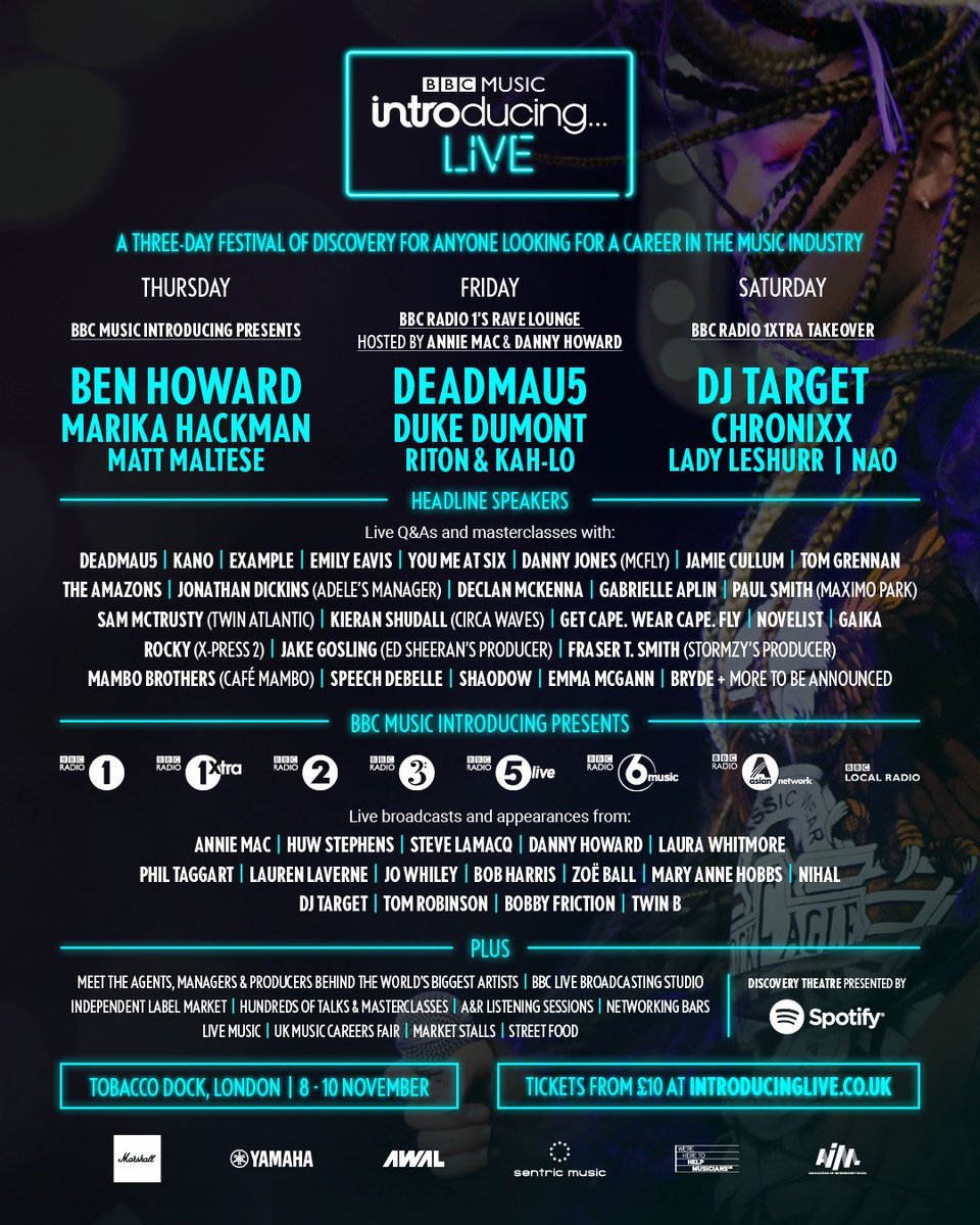 THIS TIME NEXT WEEK! This'll be 🔥 We'll be there with the rest of the BBC Intro fam! Come say "hi!"
@Introducing18 takes place 8-10 November, Tobacco Dock, London
Find out more and get involved: bbc.in/2Q52kEQ  #IntroducingLIVE <a href="/bbcintroducing/">BBC Music Introducing</a>