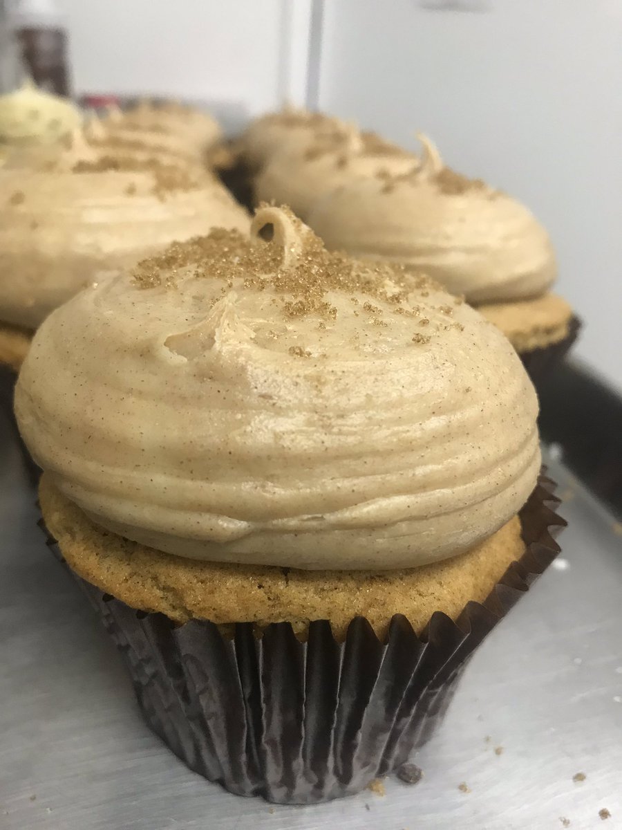 Our Infamous Pumpkin is a pumpkin spice cake topped with a cinnamon, brown sugar cream cheese and sprinkles of extra brown sugar!😍