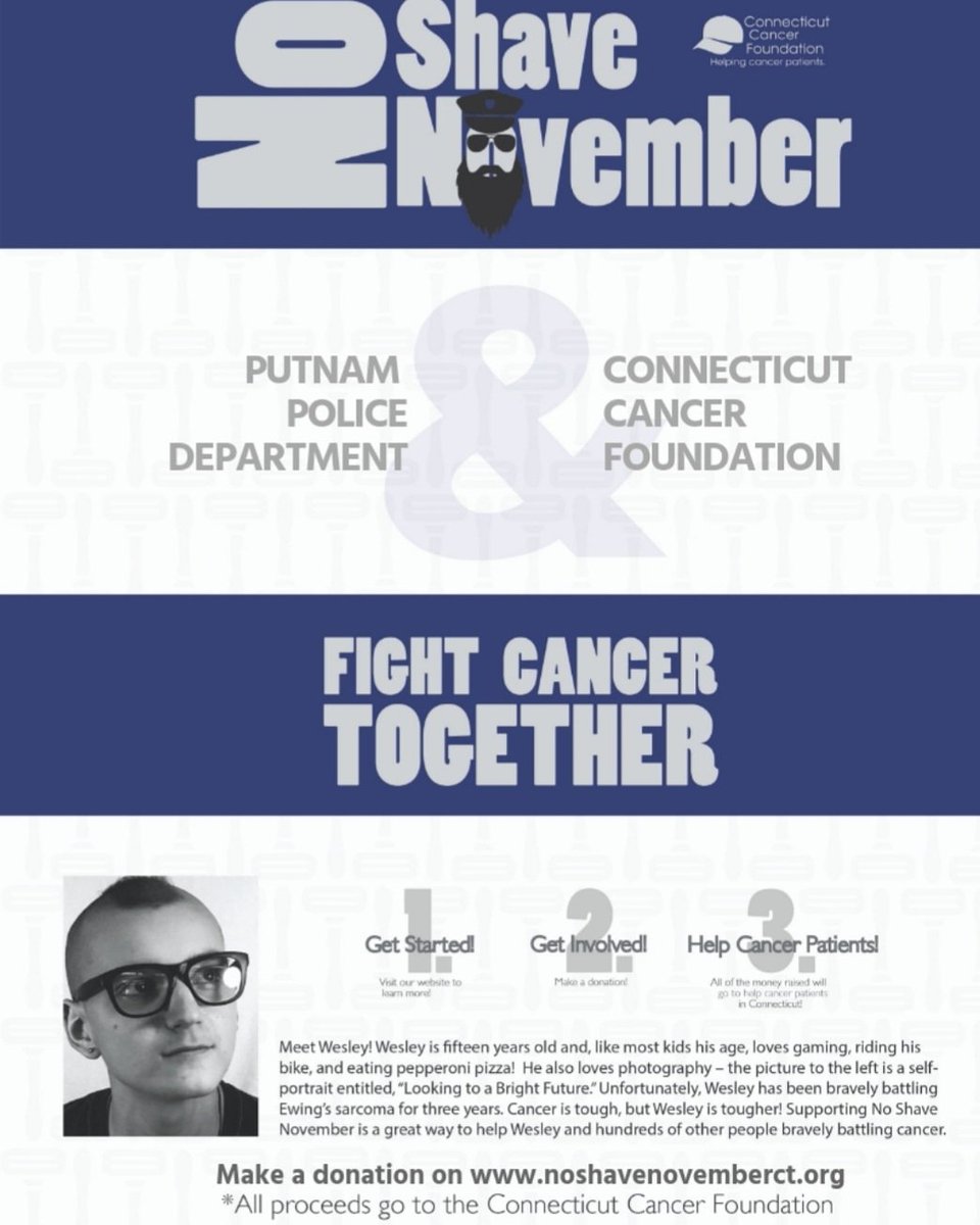 PutnamPolice's tweet photo. #NoShaveNovember has come to the Putnam Police Department! Benefitting the CT Cancer Foundation. #putnampd https://t.co/xmBRJ5AeQw
