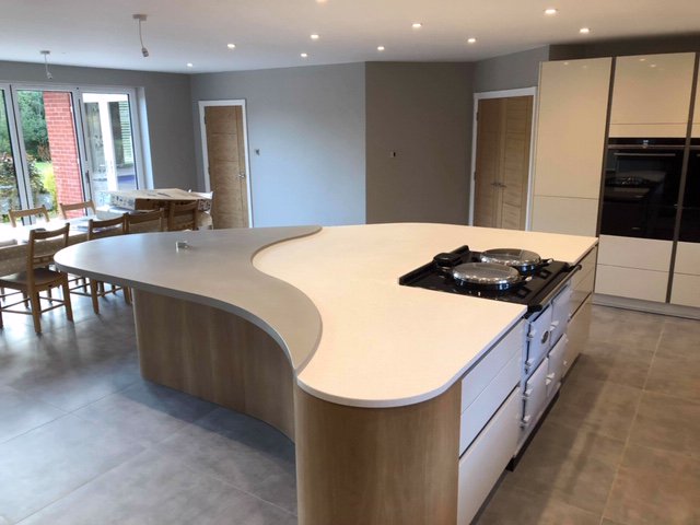 TheWharfBlog's tweet image. Looking to make your kitchen worktop a feature, how about using a selection of different colours. that's exactly what we did for this customer. Creating an elegant seamless finish on a multiple leveled island with breakfast bar area. #insistonseamless