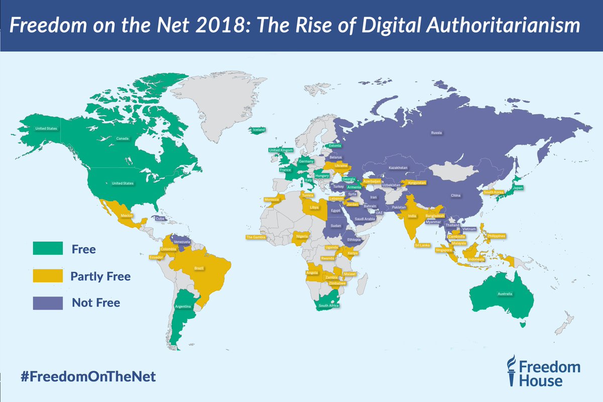 NEW REPORT: The rise of digital authoritarianism leads to a decline in internet freedom for the 8th consecutive year.  #FreedomOnTheNet  freedomonthenet.org