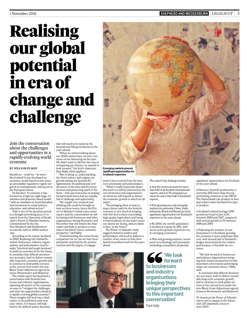 🏴󠁧󠁢󠁳󠁣󠁴󠁿 Scotland has global potential 🌍

On the eve of their 250th birthday, <a href="/shepwedd/">Shepherd and Wedderburn</a> have decided that now is the time to fulfill it.

Learn more by picking up a copy of our #LegalScot supplement in @thetimesscot or reading the digital copy below ⚖️

futurescot.com/legalscot-time…