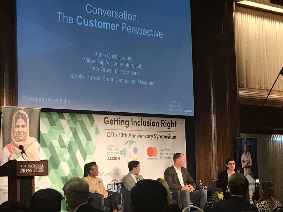 Jvowens's tweet photo. The financial customer perspective panel with Isabel Barres @CFI_Accion @buhlegoslar #Jumo @peteregross #MicroEnsure @VikasRaj1 @accion Venture Lab #gettinginclusionright https://t.co/oqpDblkfRo