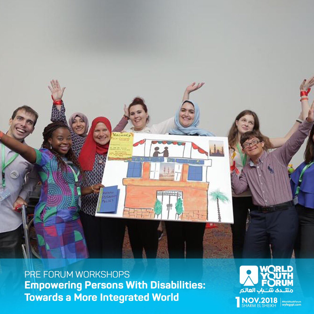 wyfegypt's tweet photo. During our pre-forum workshop, "Empowering Persons with disabilities" world youth expressed that inclusive education is integral to realizing goals and dreams, despite disabilities. They concluded that respect and awareness are keys to integration. #WorldYouthForum https://t.co/q1cdUxtZvD