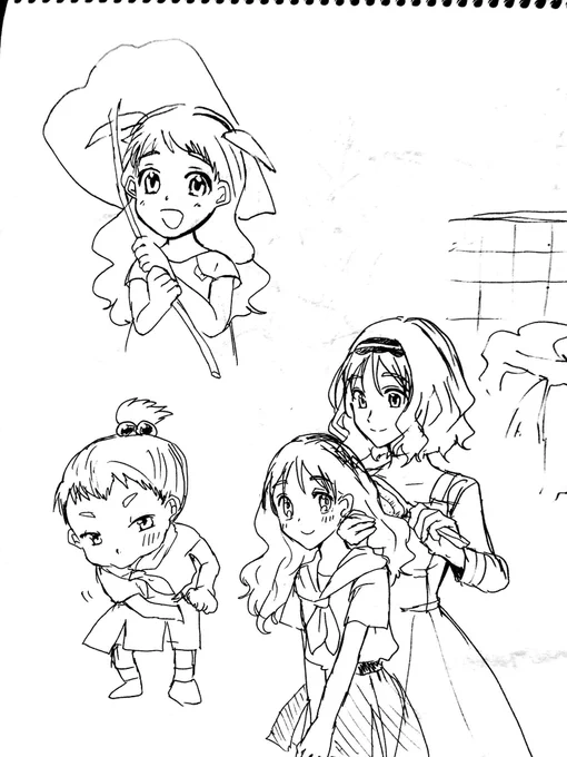 落書きです〜。トトロ観ながら描いてたトトロパロのミツココ一家  #1日1DF_noa