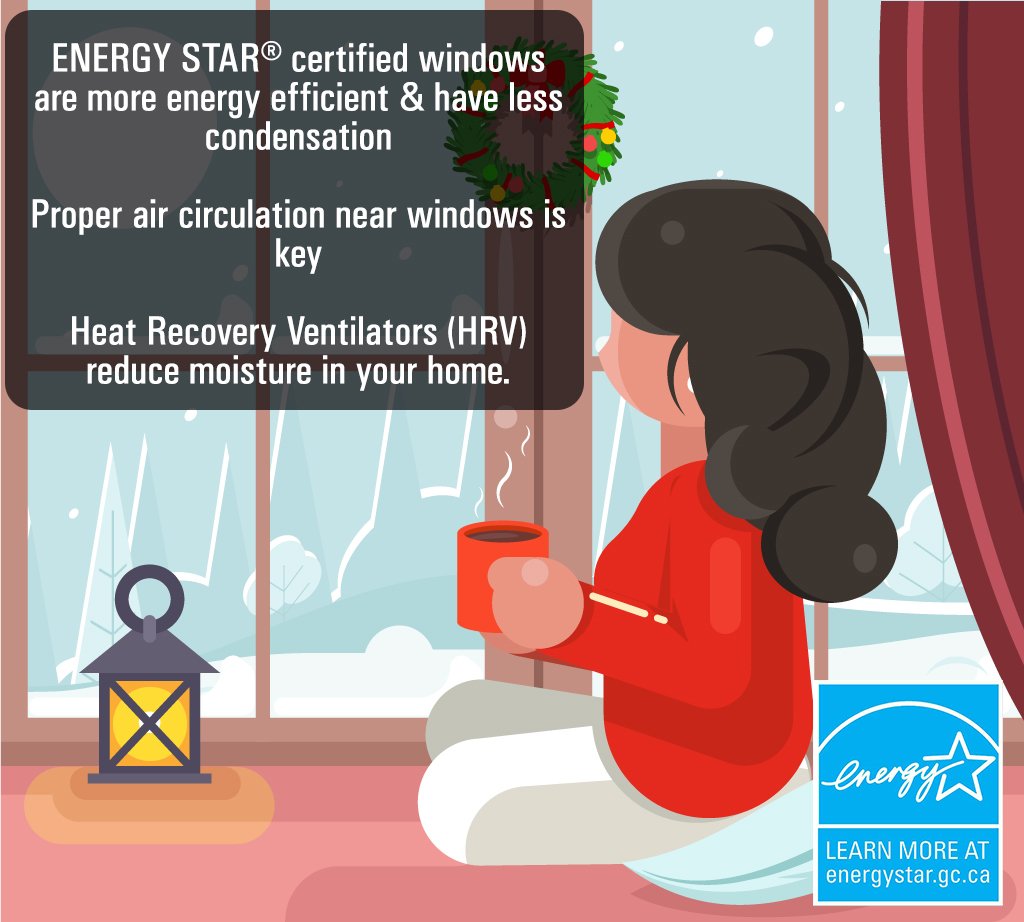 ENERGYSTAR_CAN's tweet photo. Condensation happens during colder weather ❄️ With winter coming, here’s how you can reduce condensation on your windows: 
https://t.co/yhnhBhvuzd https://t.co/Uhes1WPsHV
