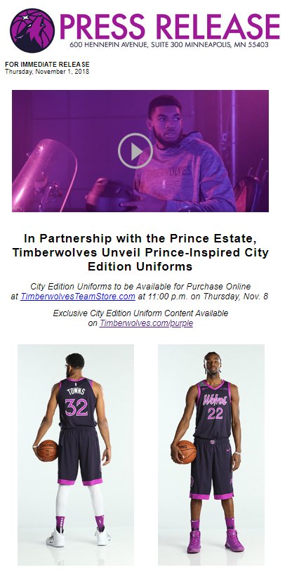 Minnesota Timberwolves unveil Prince-inspired uniform