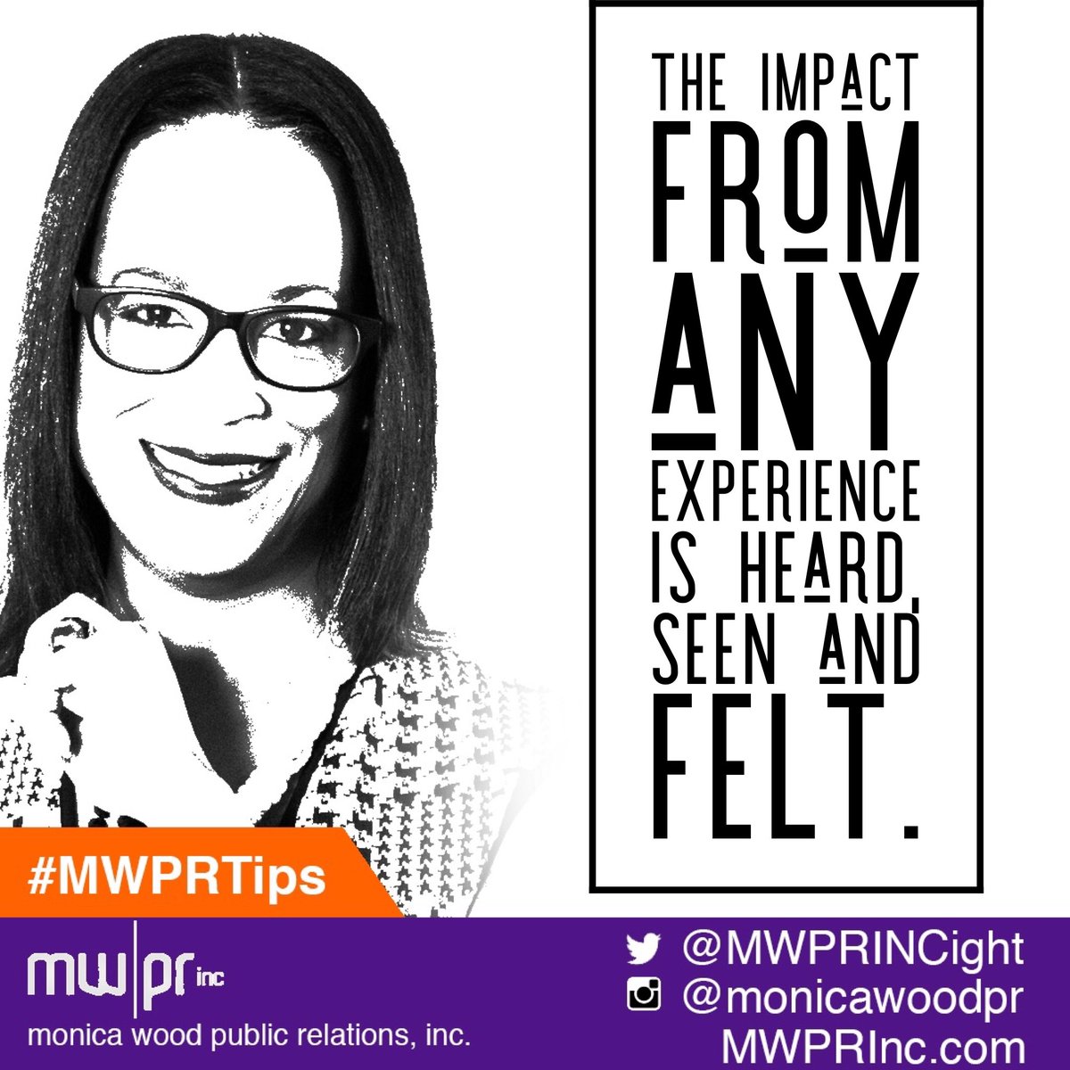MonicaWoodPR's tweet image. This applies to both sides of the experience coin - +/-. The impact &amp;amp; response from any exp is heard (praise/complaint); seen (return or not return); and, felt (increase in profit or presence/decrease in profit or presence). #everythingspeaks #brandprotection #mwprtips