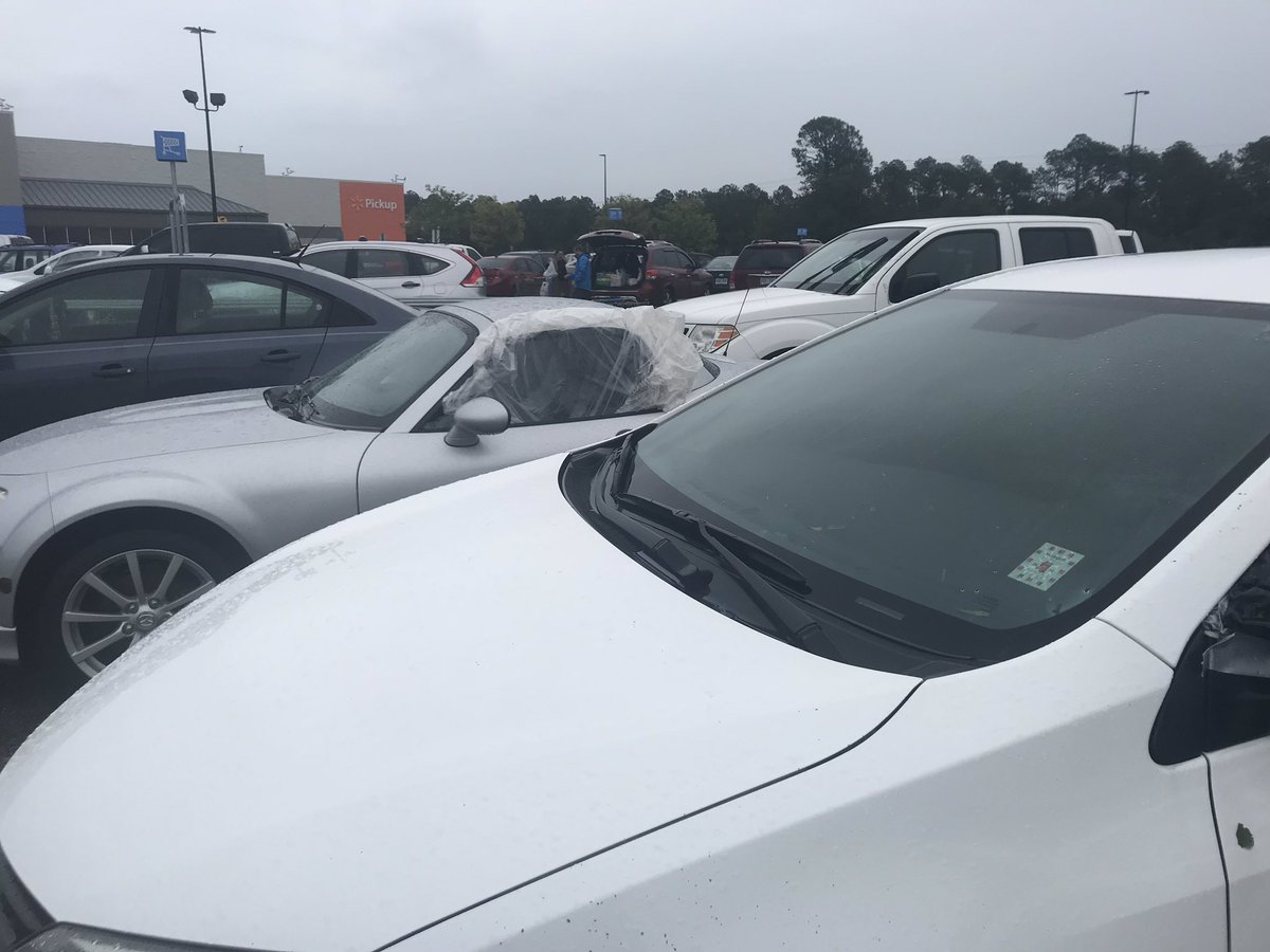 caroline_wset's tweet photo. High winds blew the windows out of these cars this morning in Ocean Springs @WXXV25 https://t.co/JOZvO6f8sR