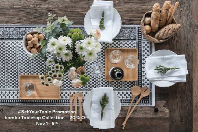 bambuhome's tweet image. Ready, Go, Set...Your Table. Our sale is on. 20% off our entire tabletop collection #SetYourTable  - mailchi.mp/bambuhome/sety…