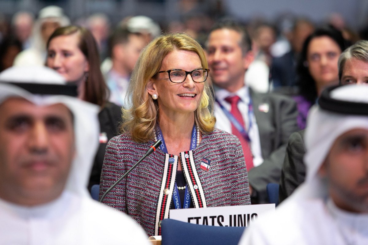 conneally's tweet photo. Chapeau to my former boss + colleague @DoreenBogdan who as just been elected by the highest governing body of #UnitedNations Member States at the @ITU as it’s first ever female Director! Great news for the UN, the ITU, the #SDGs and #WomenInTech #beEquals #ITUPP2018 #Plenipot https://t.co/mc94iE0Xf6