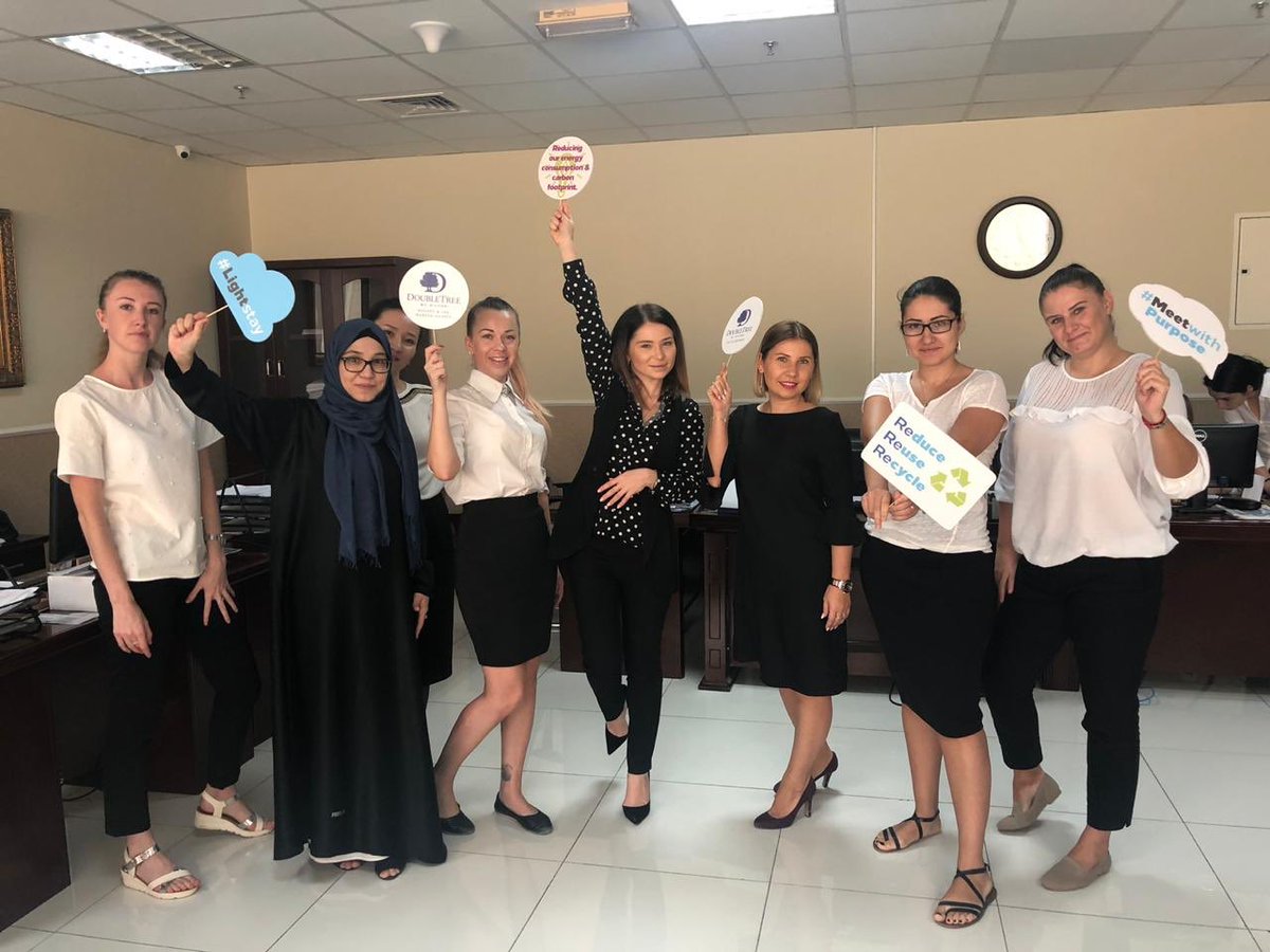 DTHotelsRAK's tweet photo. This year’s Global Week of Sales theme is #TravelWithPurpose. Our sales team celebrate the week by visiting our clients as well as delivering messages about our commitment to sustainability and Meeting With Purpose. #GWOS #GWOS2018 #globalweekofsales #wearehilton https://t.co/VXmWS3y5yn