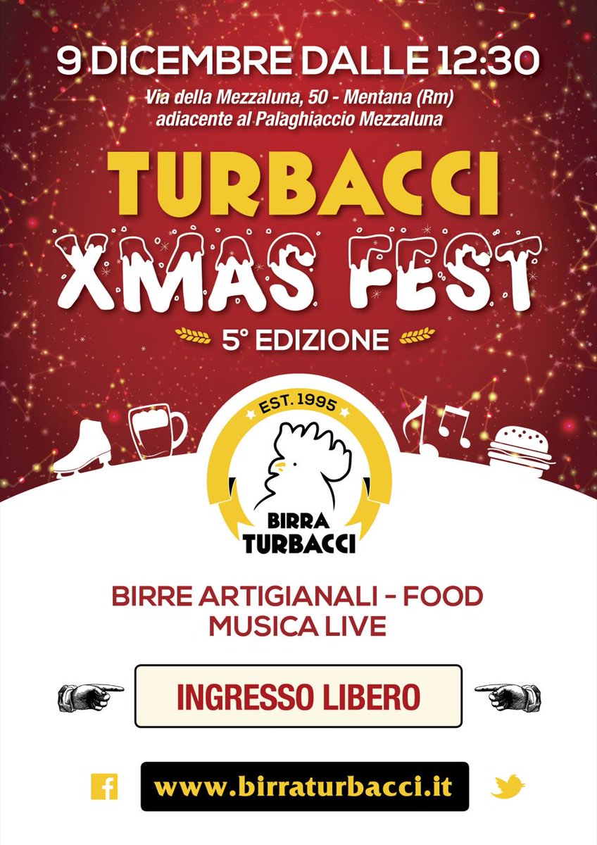 La V edizione del #XMASFEST è alle porte!
In occasione dell'evento più atteso dell'anno siamo pronti a sorprendervi con un FIUME DI NOVITà, e di birra naturalmente, che vi sveleremo giorno per giorno con l'avvicinarsi dell'evento.
#birraartigianale #food #musica #mentana
