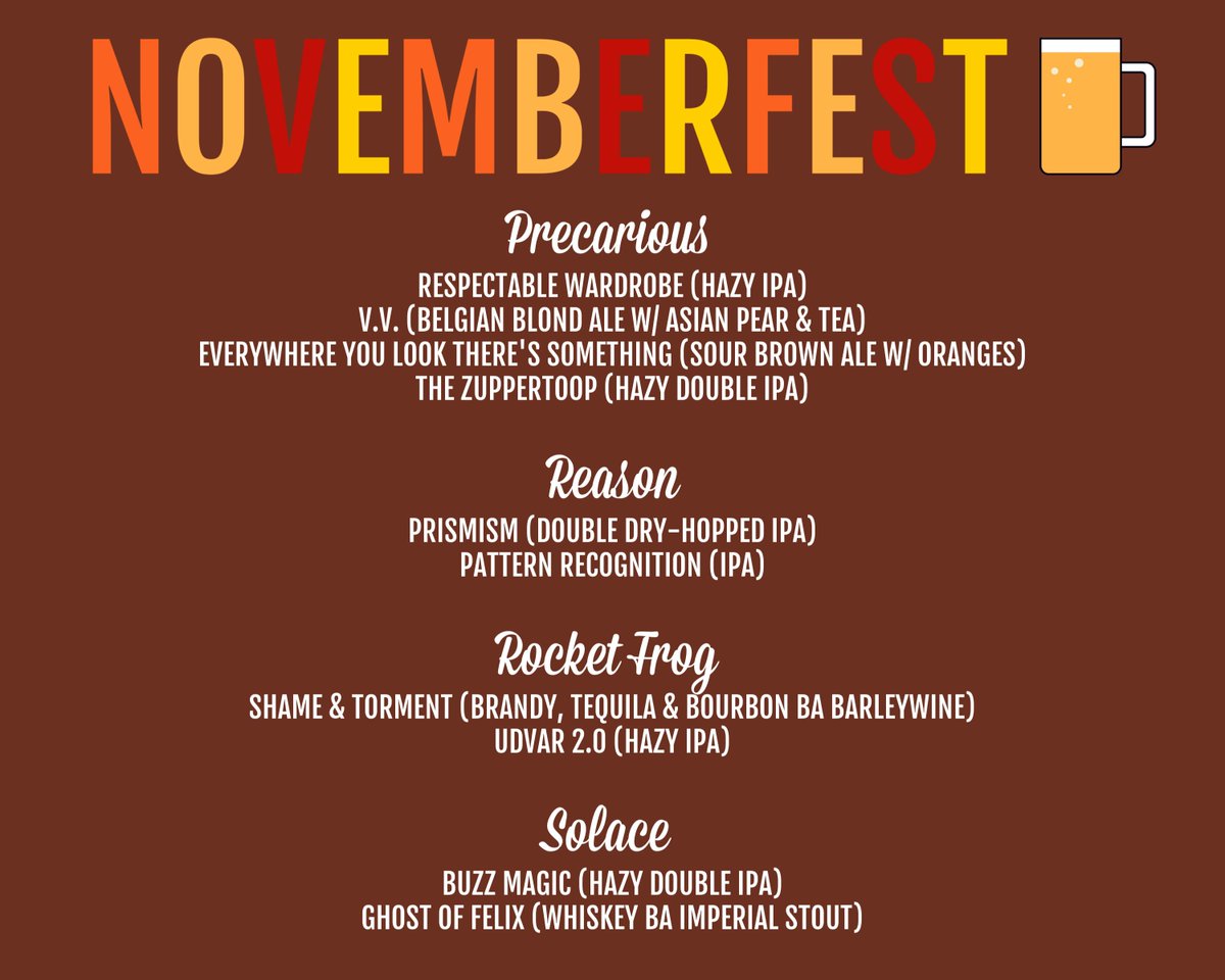 Rustico Restaurant (@rusticoslaters) on Twitter photo Pouring at #Novemberfest 🍺
<a href="/PrecariousBeer/">Precarious Beer Project</a>
<a href="/reasonbeer/">Reason Beer</a>
<a href="/rocketfrog/">RocketFrog</a>
<a href="/SolaceBrewing/">Solace Brewing Co.</a>
🎟 giftrocker.com/novemberfest Pouring at #Novemberfest 🍺
<a href="/PrecariousBeer/">Precarious Beer Project</a>
<a href="/reasonbeer/">Reason Beer</a>
<a href="/rocketfrog/">RocketFrog</a>
<a href="/SolaceBrewing/">Solace Brewing Co.</a>
🎟 giftrocker.com/novemberfest
