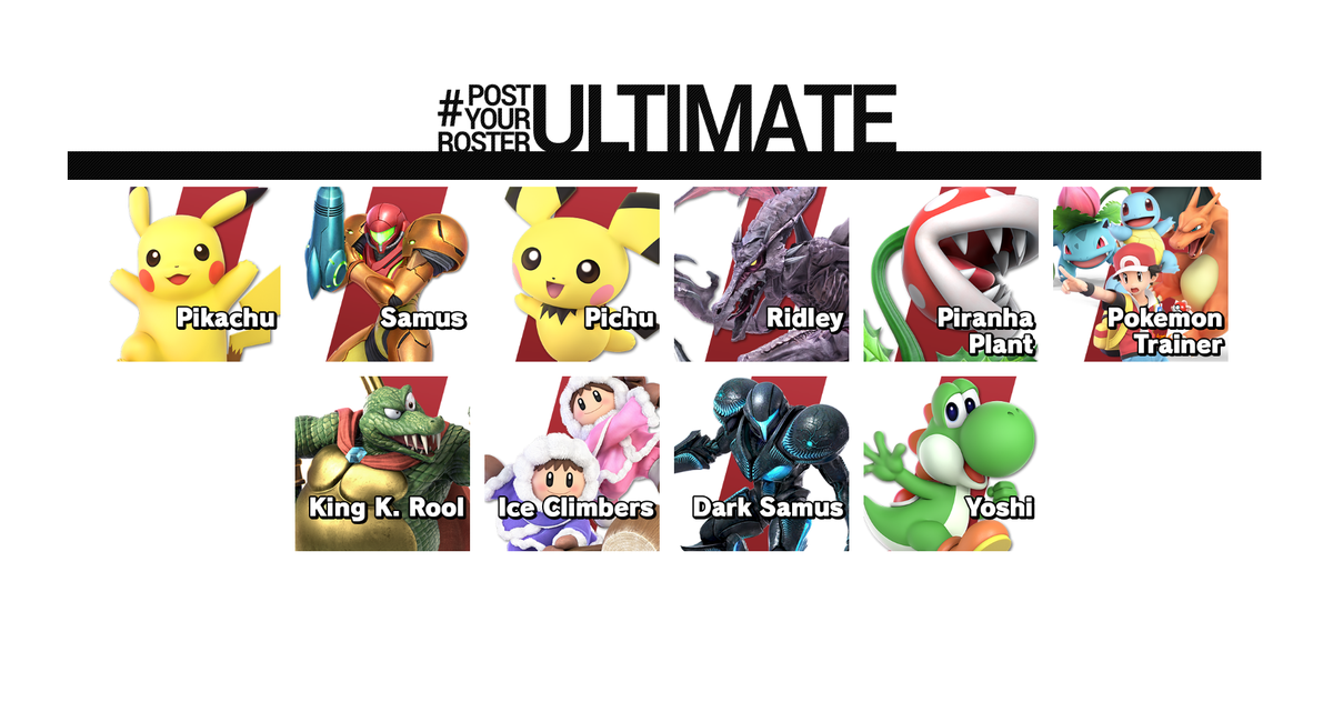 imESAM's tweet photo. Of the announced roster, these are my character interests. 

Want to make your own? https://t.co/Xb30XRk34R https://t.co/fleymn3weq