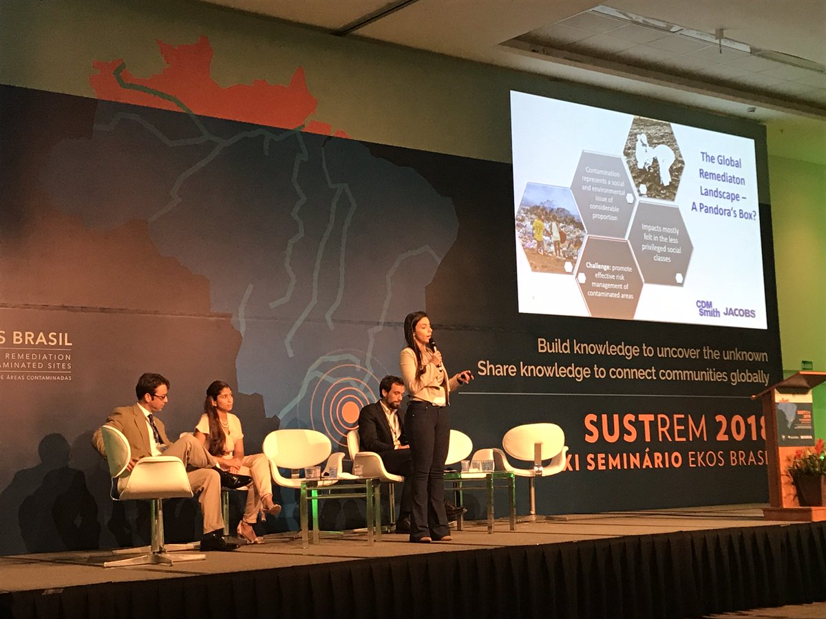 CDMSmith's tweet photo. Our Mel Harclerode, Maria Lemes and Mike Lamar are at the EKOS International Seminar for Remediation &amp; Redevelopment of Contaminated Sites this week in Brazil. Yesterday, Maria co-presented "Transforming Environmental Liabilities to Assets" #EnvironmentalEdge https://t.co/3E91kjuwuQ