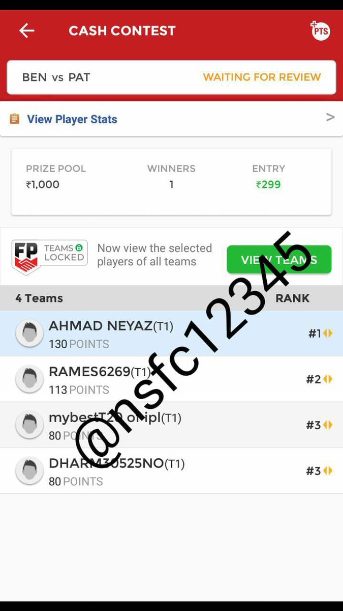 NSFantasyClub's tweet photo. #PATvsBEN
#prokabaddi
I hope you all win https://t.co/zYasHZXwyk