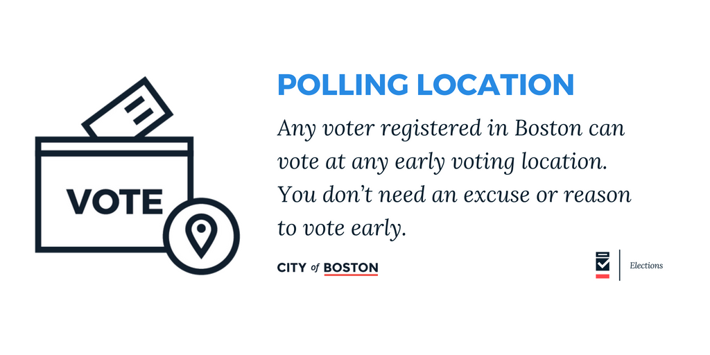 BostonElections's tweet photo. Already stressing about voting on 11/6? Not sure if you can get time off from work? Vote early to save time and avoid crowds.  https://t.co/Ifo4u3C1gQ   #VoteEarlyBoston https://t.co/LFHmJBCHU9