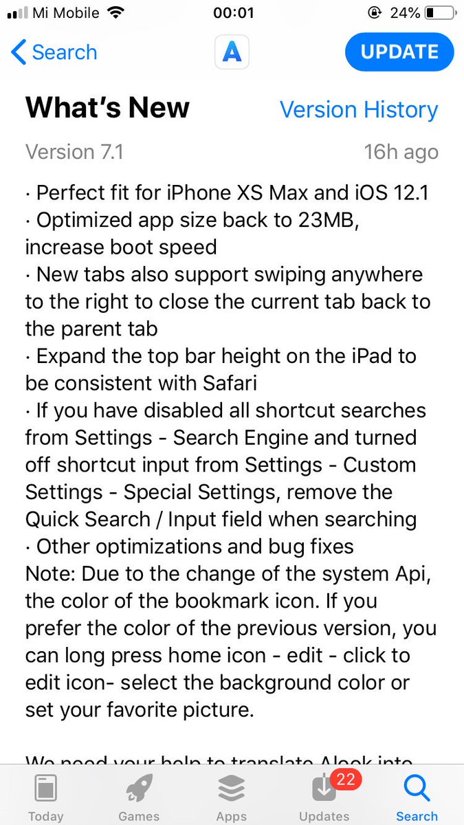 AlookBrowser's tweet image. Alook 7.1 has been released on App Store. iPhone XS Max and iOS 12.1.
