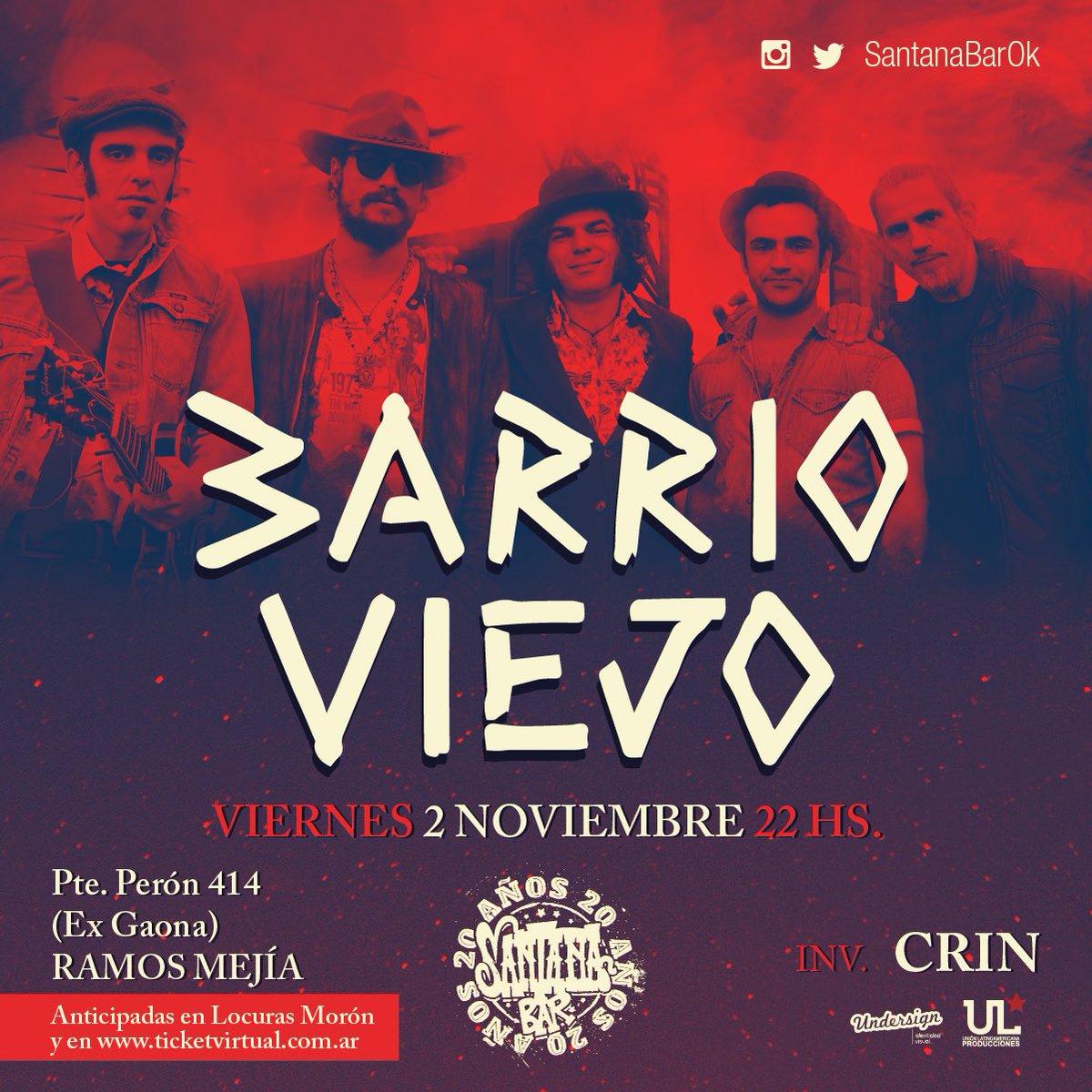 Atención ‼️‼️mañana tocamos en <a href="/santanabarok/">Santana Bar</a> Ramón Mejía 🙌🏻 Banda Invitada: Crin