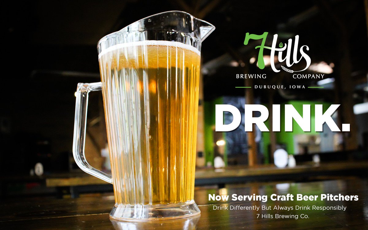 7hillsbrew's tweet photo. Now serving craft beer pitchers! #headforthehills #drinklocal #beerpitcher https://t.co/f3TC4R5ezC