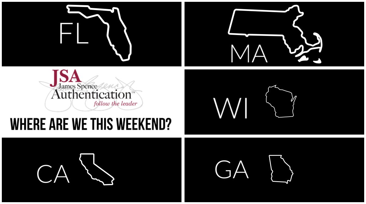 JSALOA's tweet image. Did you know that @JSALOA averages 5-7 state visits a weekend? Find out where we will be #authenticating your #autographs this weekend! ow.ly/9jS130msEsF