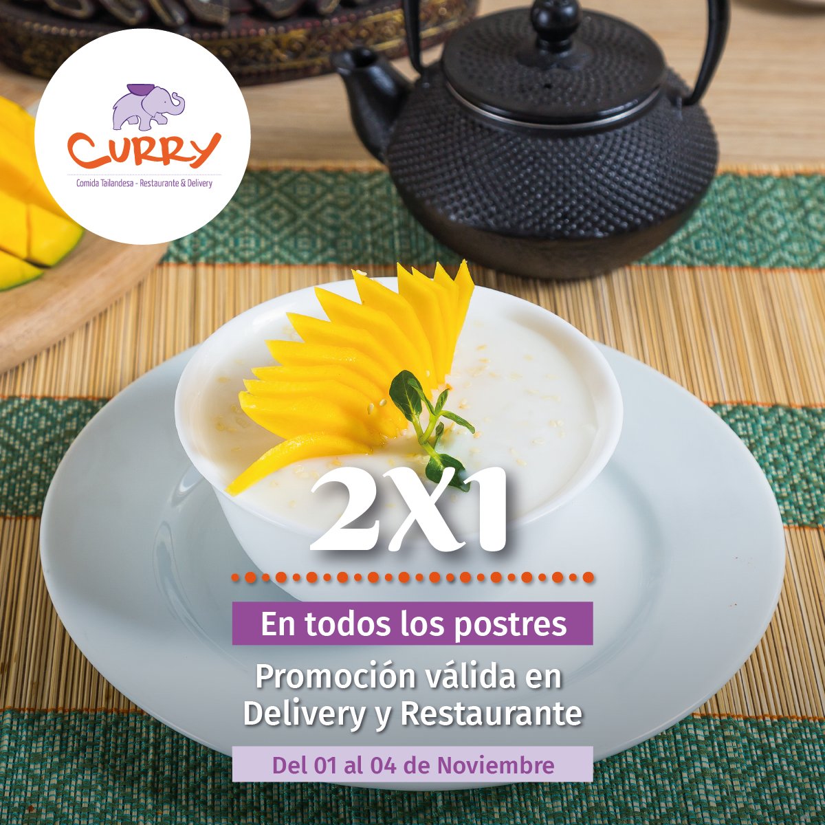 currydelivery's tweet photo. ¡Disfruta un delicioso postre en versión doble!
¡2x1 en Postres!

Mango Sticky Rice: El postre más típico de Tailandia. Arroz glutinoso bañado con leche de coco y trozos de mago encima. Ideal para acompañar cualquier plato tailandés.

#Curry #2x1Postres #CurryDelivery #ComidaThai https://t.co/uXzInDN5O4