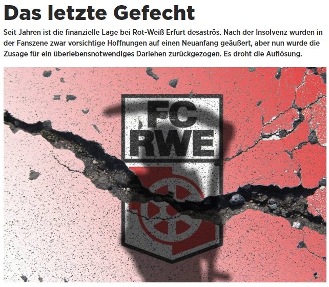 Bad times for FC Rot-Weiß Erfurt, it seems: 4/10 (for being literally and figuratively groundbreaking)