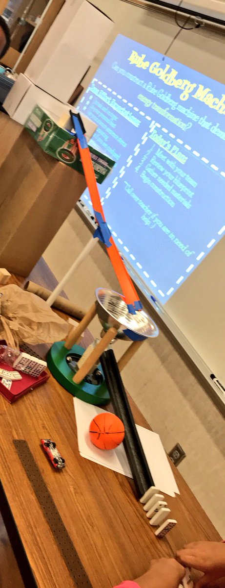 Ramirez6th's tweet photo. Constructing Rube Goldberg machines to demonstrate energy transformation for our force and motion unit. Stay tuned tomorrow for the final products! #ACECubs #ACEscience https://t.co/Dh1hoSlx9t