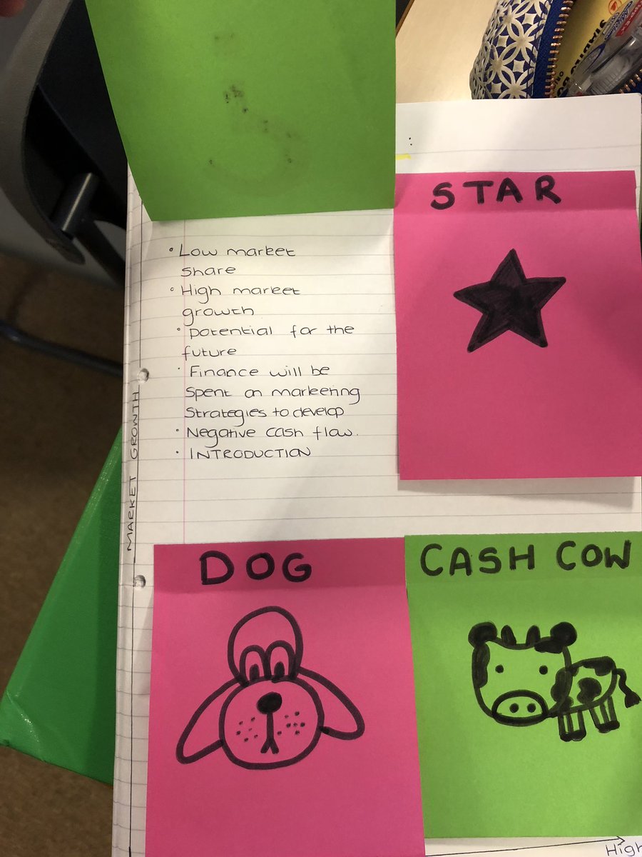 MrsTEHS's tweet photo. Higher class made a good job at creating a revision aid on Boston Matrix today #busedehs #interactivenotes #higherbusman #marketing https://t.co/MWIoNhU2uk