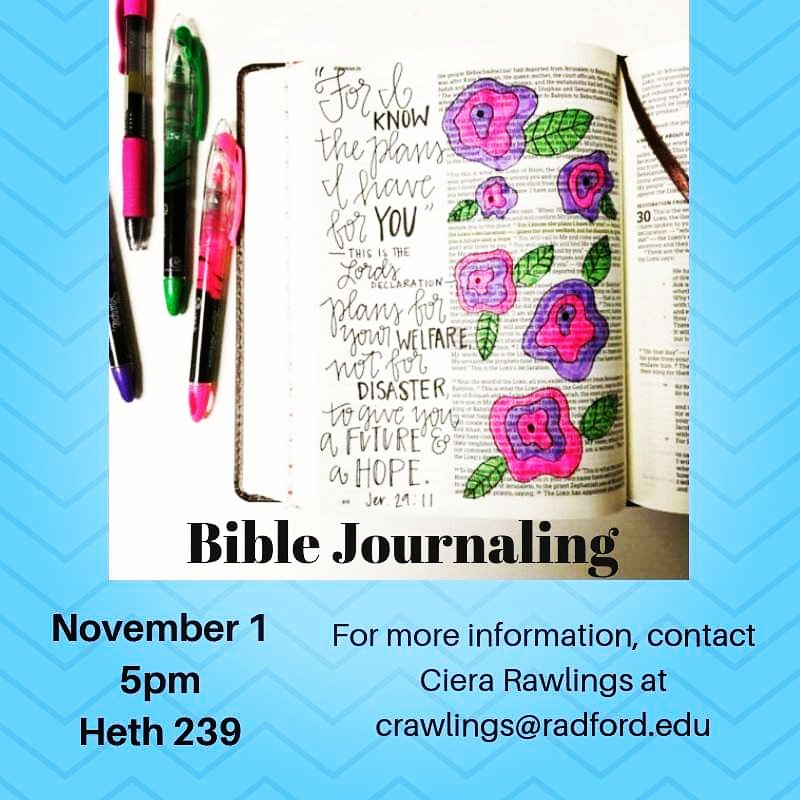 SAORadford's tweet photo. TONIGHT!! Join us for Bible Journaling in Heth 239 at 5pm today!! Its around the corner from the housing office!! https://t.co/S8vrKupOMk