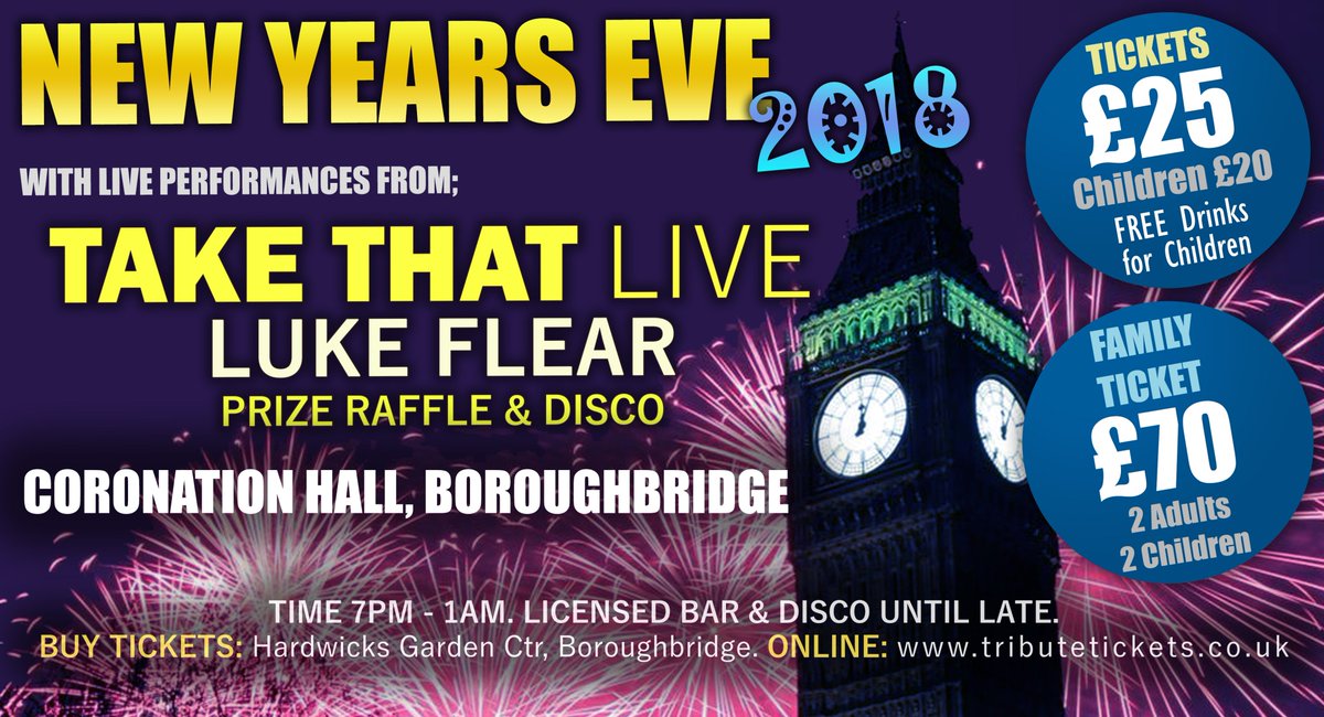 takethatliveuk's tweet photo. @Bbridgelive NEW YEARS EVE Party With Take That LIVE Tribute Band
@ Coronation Hall, Boroughbridge.

GET YOUR TICKETS NOW! 
https://t.co/4Dg3FxT2RU
Hardwicks Garden Centre, Boroughbridge. (Cash Only).

PLEASE SHARE. https://t.co/OXGv5RU7nM
