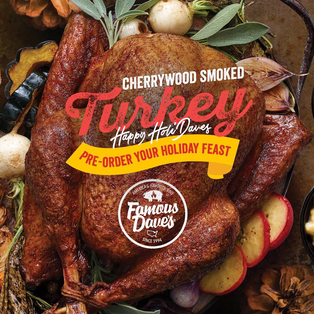 FamousDavesELP's tweet photo. Preorder your holiday feast at Famous Dave’s! Let this year be all about friends and family, because at Famous Dave’s we believe in making delicious memories with your loved ones! (Call your nearest Famous Dave’s for pricing and arrangements) 🦃 🍂❤️ #famousdaveselpaso #eptx https://t.co/TFePe44ntf
