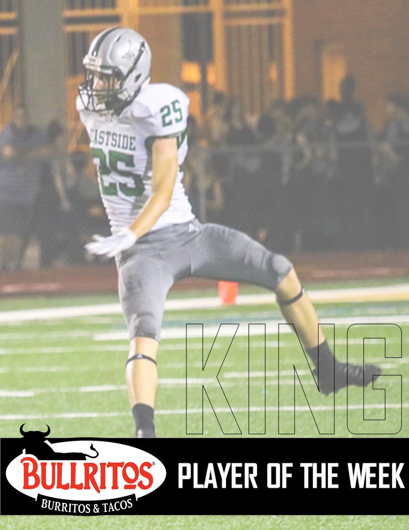 EastsideFB's tweet photo. Special Teams POTW: Ezra King @kingezra_ 
3 punts inside the 20, 47.0 yard avg, and a long of 65! https://t.co/sQbcZRqjHi