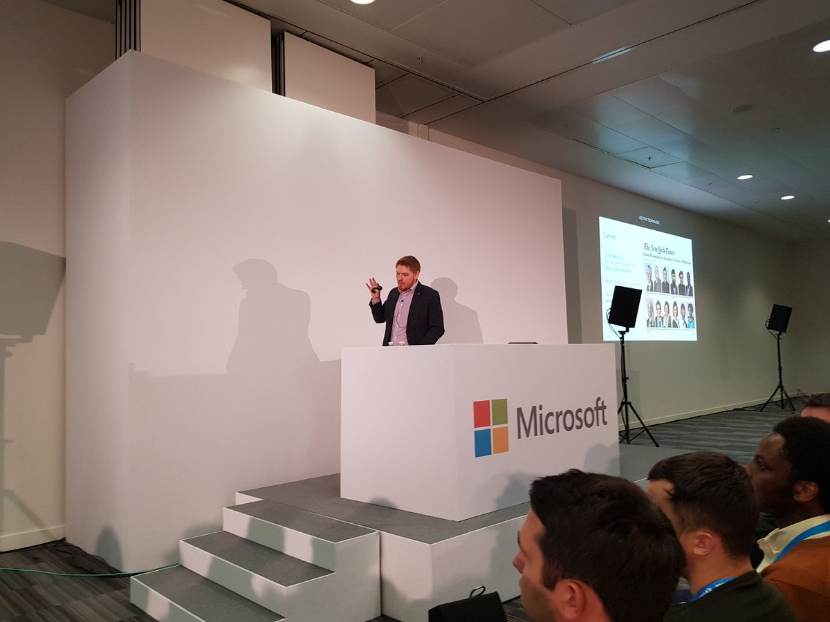 DuncanMcArdle's tweet photo. Really inciteful and interesting talks this afternoon by Microsoft UK CTO @mdwigs and ex table tennis star @matthewsyed on everything from quantum computing to interviewing David Beckham! #FutureDecoded #FutureDecoded2018 https://t.co/Cvk4P0lg2c