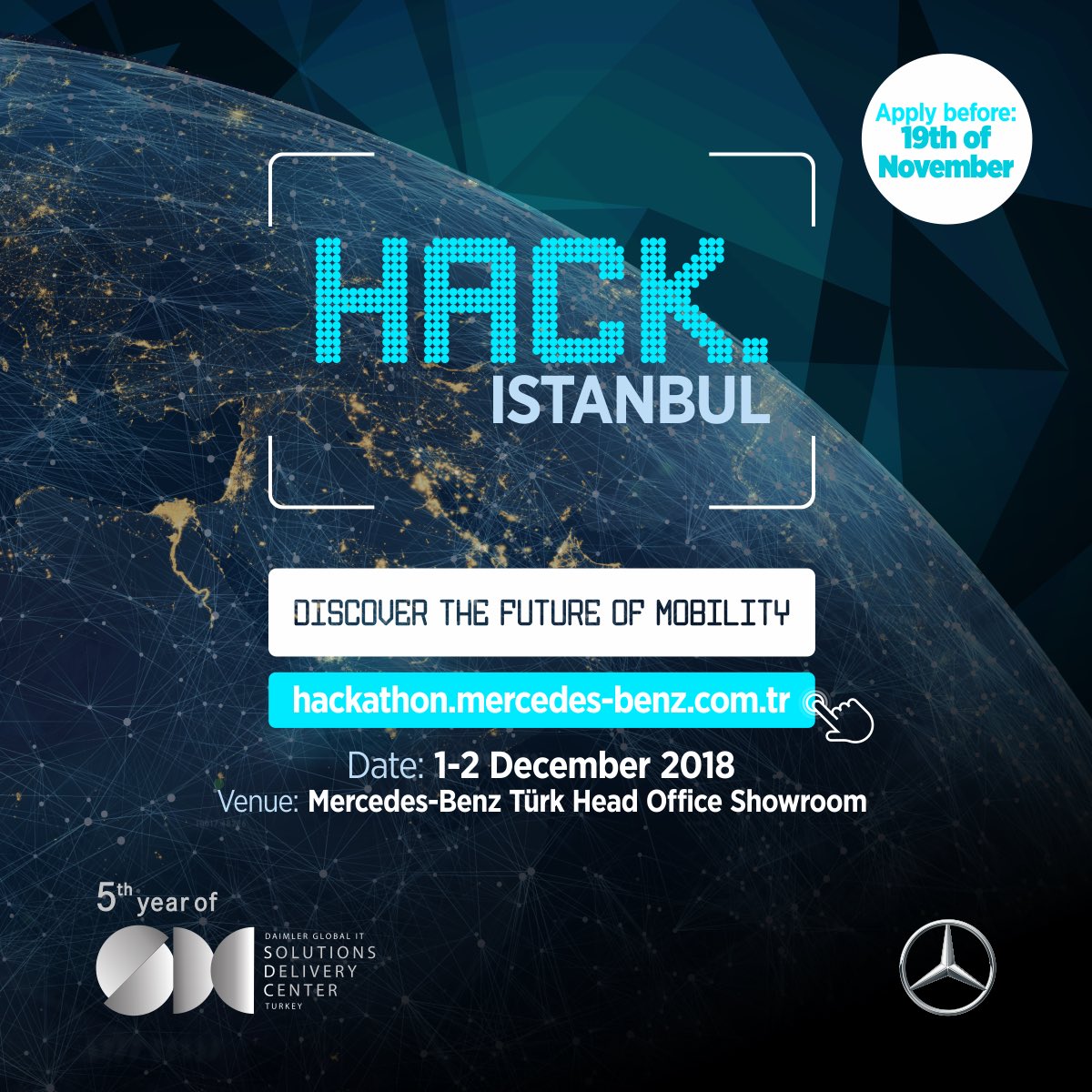 📣 Soluksuz geçecek bu maratonda ben de varım diyorsan, hemen başvur, 1-2 Aralık’ta Mercedes-Benz Türk'ün düzenlediği HACK.ISTANBUL’da yerini al! Başvuru için: hackathon.mercedes-benz.com.tr  #hackistanbul #mbthackathon