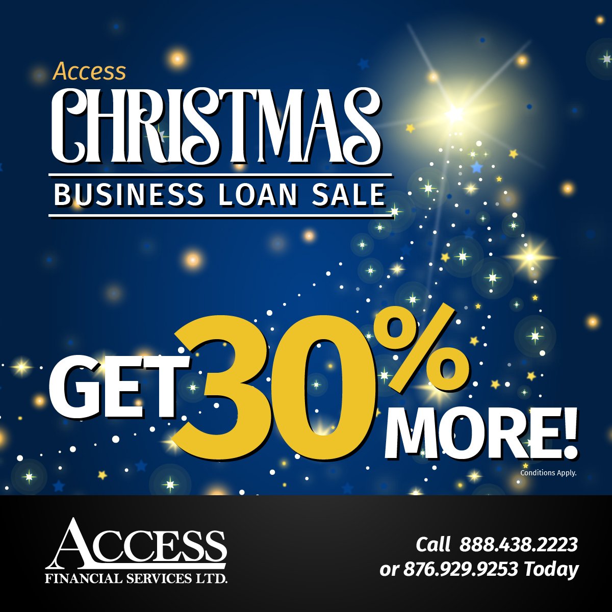 accessfinanceja's tweet photo. Exciting news for #BusinessLoan Customers ... it's Christmas in November for YOU here at #AccessFinancial!

Call us to hear more about how you can get 30% more than you may currently qualify for! Tel 1-888-GET-ACCESS (1-888-438-2223)

*Conditions Apply https://t.co/TGyO6z3DC5