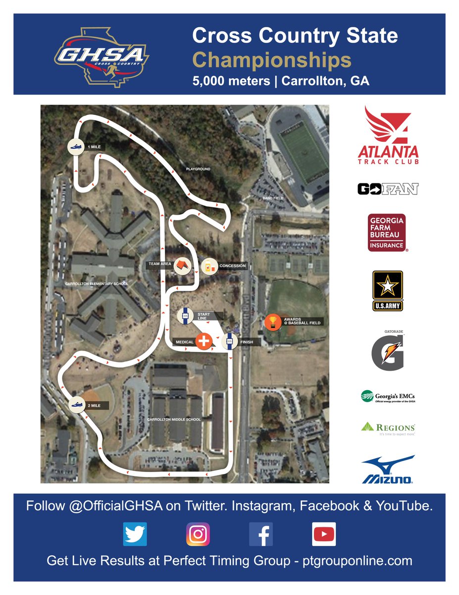 OfficialGHSA's tweet photo. Cross Country State Championships @ATLrrackclub starts tomorrow, Nov. 2-3.  See you in Carrollton. Get digital tickets @GoFanHS. https://t.co/nnxZ4kN2PZ https://t.co/ucoBgJjAHQ