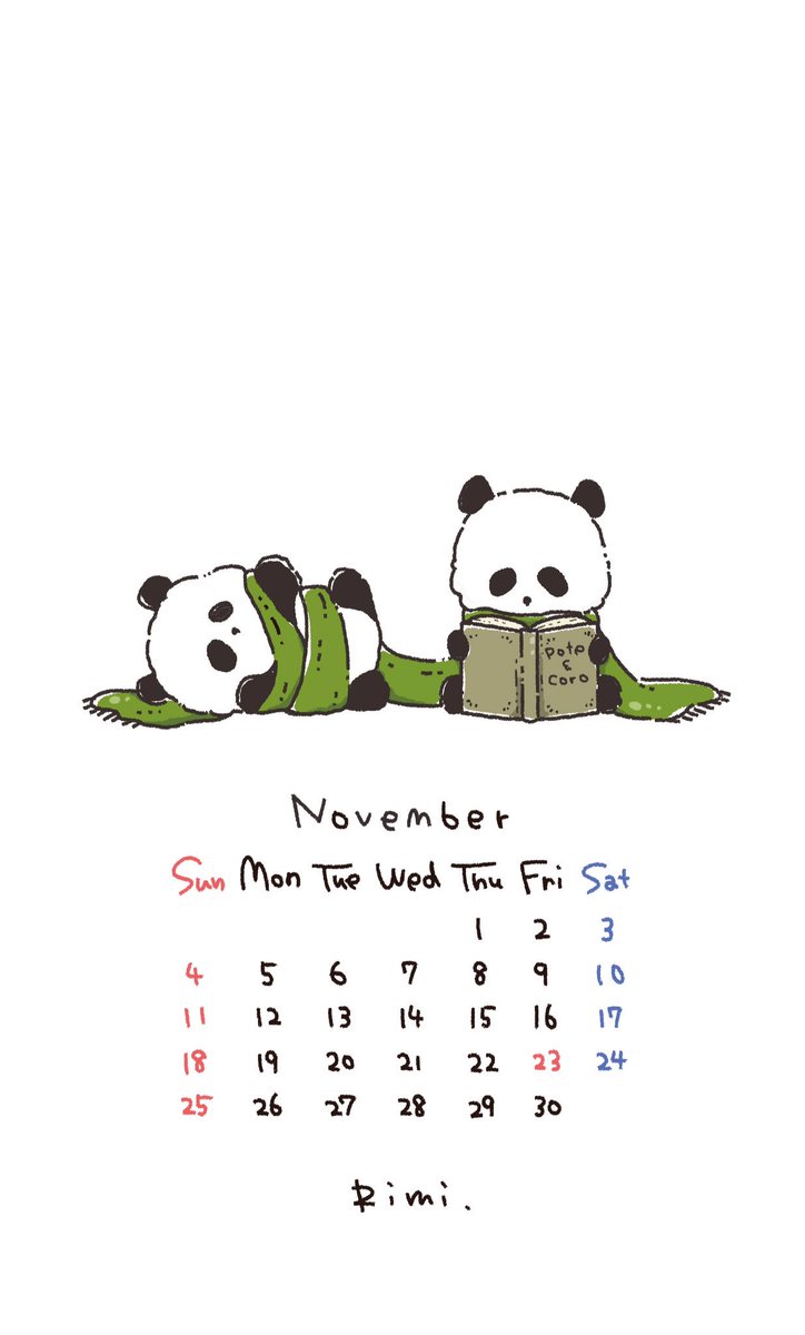 11月のカレンダー(犬,🐱,パンダ)できました🐶🐱🐼📕 